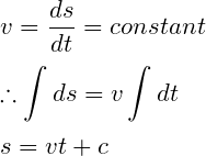 displacement and time relation from constant velocity