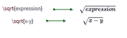 latex syntax of square root