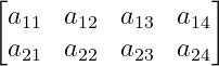 Horizontal matrix in latex