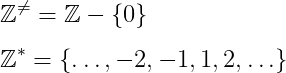 latex non-zero integer symbol