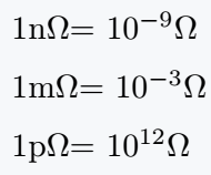 Nano, milli, and, pico ohm symbol in latex.