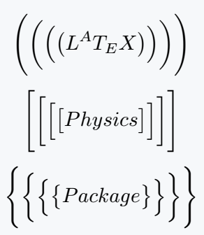 Use of four types of big commands for physics package.