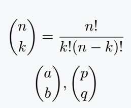 Binomial coefficient using \genfrac command.