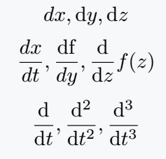 Derivative using default latex command. 