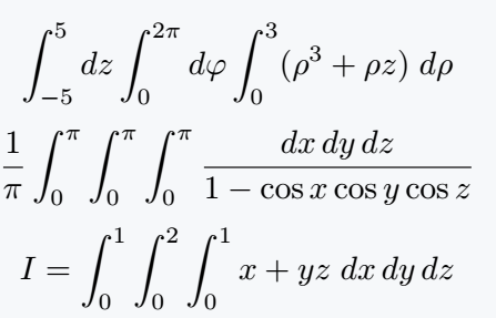 Triple Integral with limits output.