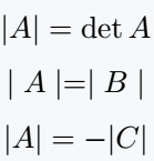 use absolute value symbol for matrix determinant.