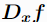 partial derivative of a function f(x, y, z,⋯) with respect to x.