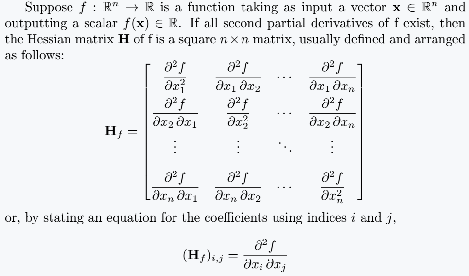 Hessian Matrix in latex.