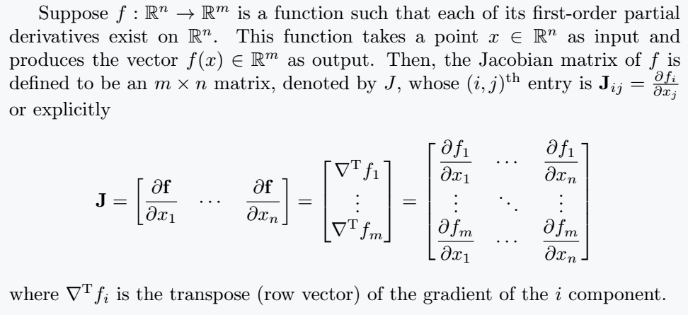 Jacobian Matrix in latex.