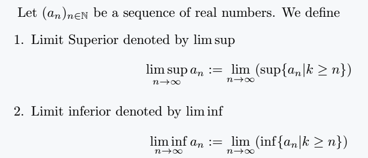 Use of lim in latex.