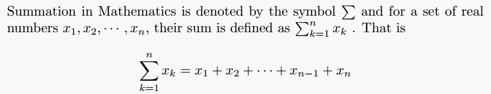How Do You Use Summation In LaTeX Sigma Symbol