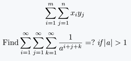 Double and triple sums in latex.