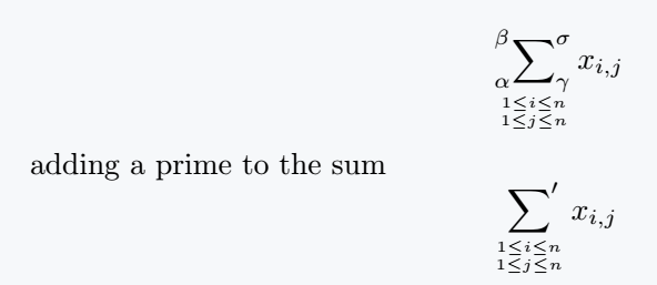 place a number or a symbol at all four corners of the sum symbol.