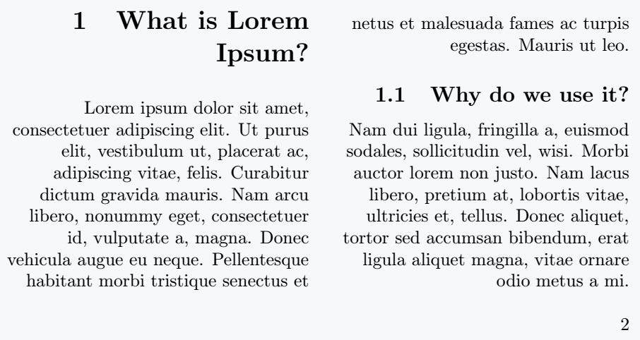 Right Align with multi column.