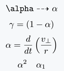 Use alpha symbol in latex.