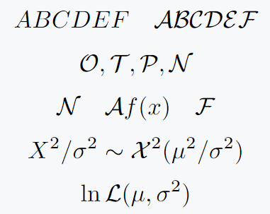Calligraphic font with mathcal command.