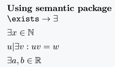 Exist symbol using semantic package in latex.