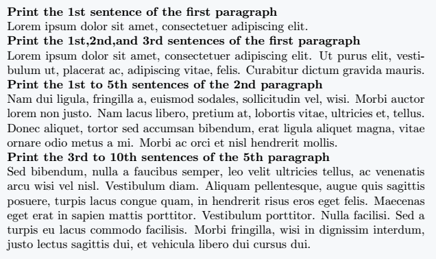 Access sentences from a paragraph in latex.