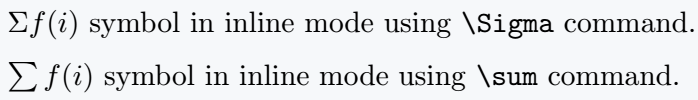 Use big sigma in inline mode.