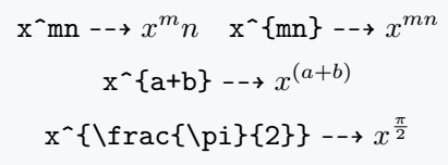 Use more than one character as superscript.