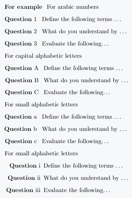 By looking at this image you can understand how the question list is crated by Latex.
