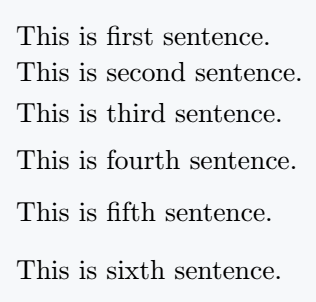 Vartical space between two line in latex.