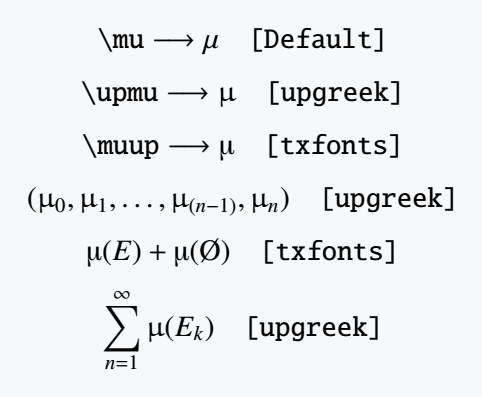 Non italic mu symbol in math mode.