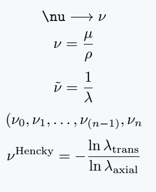 Use nu symbol in latex.