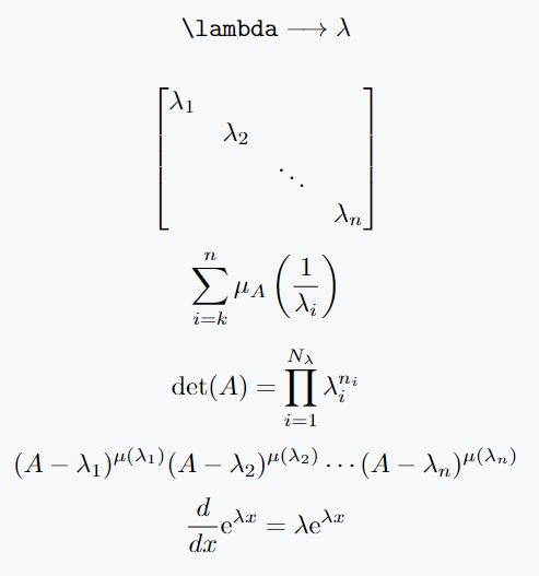 Small lambda use in latex