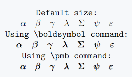 Use amsmath package for bold greek letters in latex.