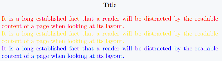 Change color of text in latex.