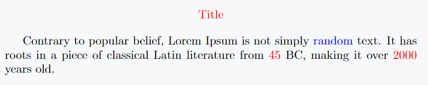 changing color of a single word in latex.
