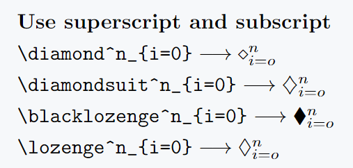 Use limits with diamond symbol in latex.
