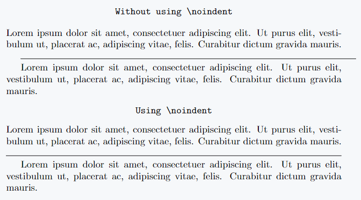 Line indent can be controlled by \rule command.