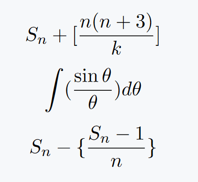 This output shows the problem, how to use brackets or parentheses with equations involving large expressions that differ in size.