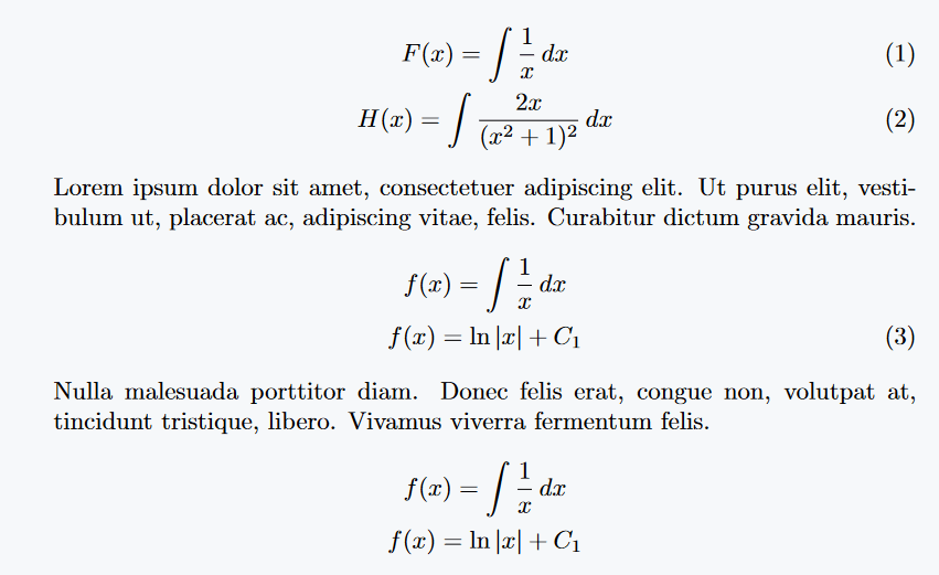 Gather environment represents multiple equations. And use of which is similar to align environment.