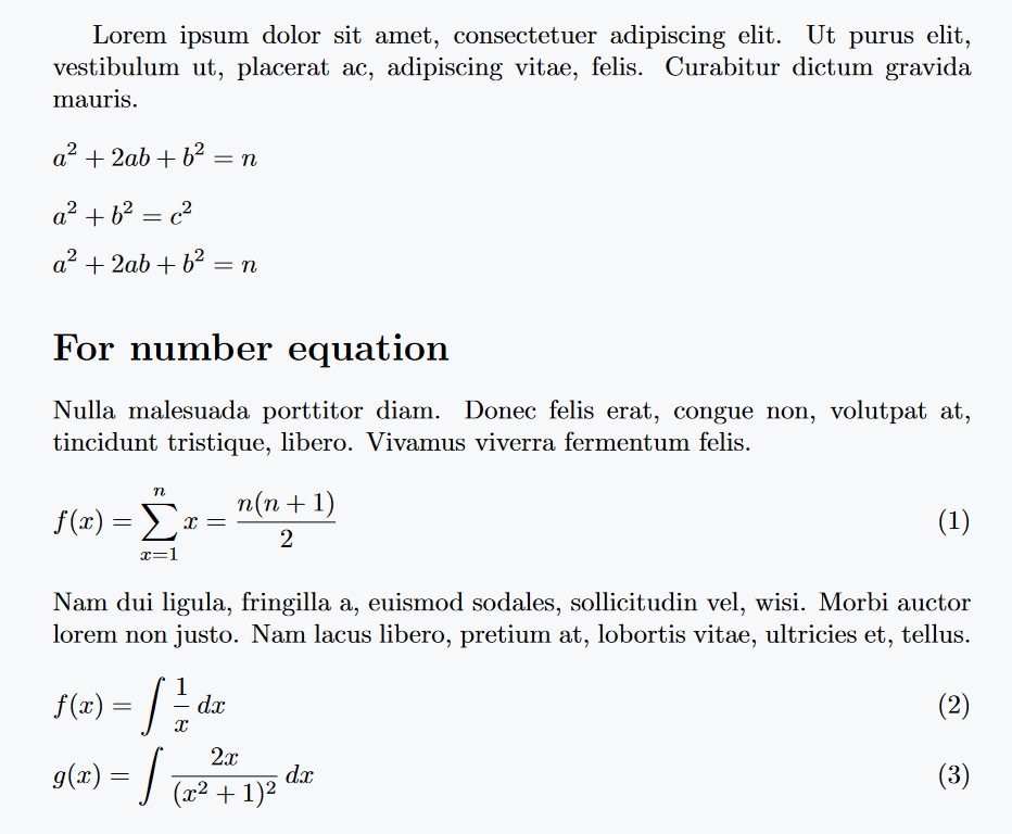 Various display math modes are passed with the fleqn environment.