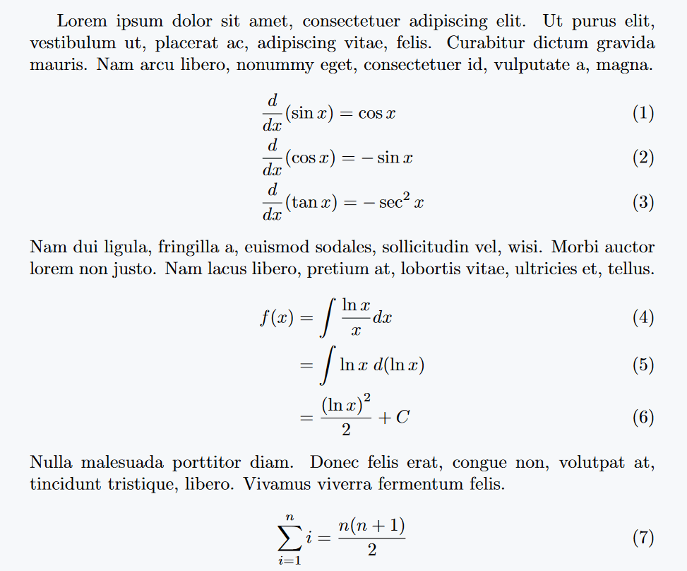 Align environment best for multi number equations.