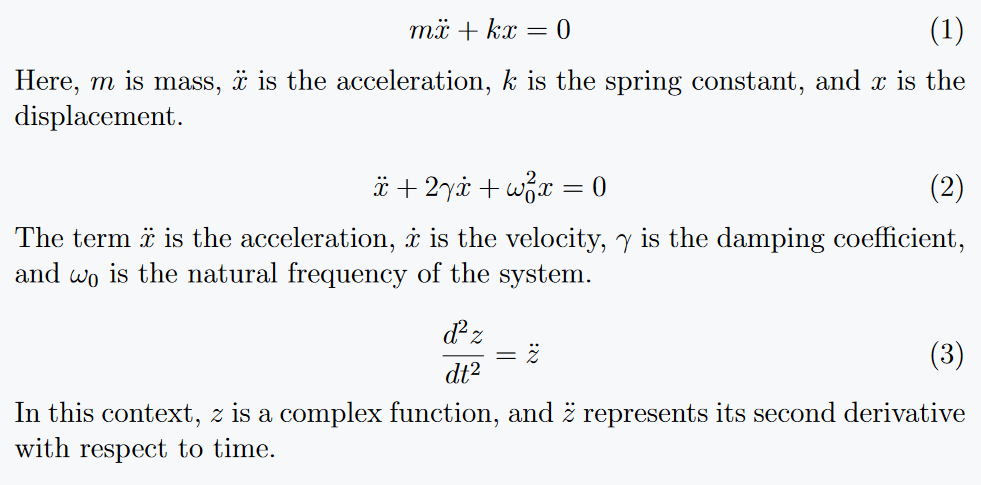 In this figure, different equations of the second derivative are shown.