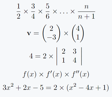 Cross symbol by \times command.