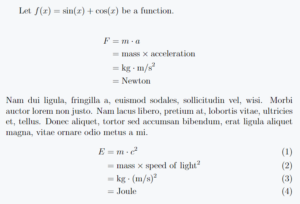 latex in text equation