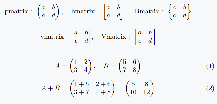 Use of pmatrix environment.