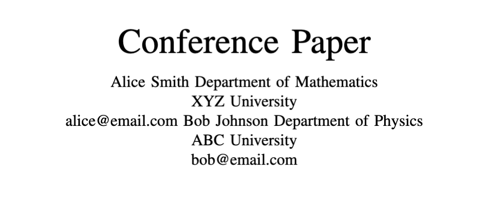 IEEE format multiple author in LaTeX title page example using IEEEtran class